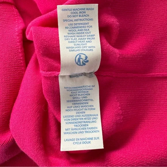 Boden Bernadette Wool Cotton Blend Ruffle Trim Crew Neck Sweater Fuchsia Pink 16 - Picture 7 of 9